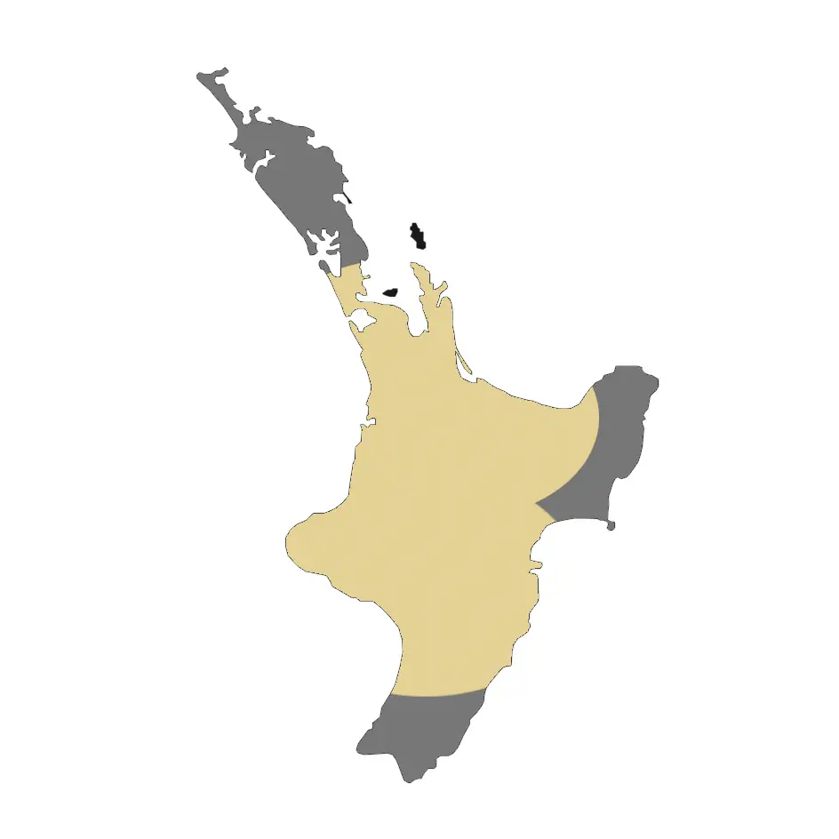 A map of the areas served by Cabin King in the North Island of New Zealand